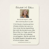 Jesus Beerdigung Gedenkgebet Heilige Karte (Rückseite)