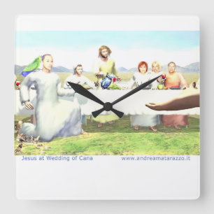 Jesus bei der Hochzeit von Cana Quadratische Wanduhr