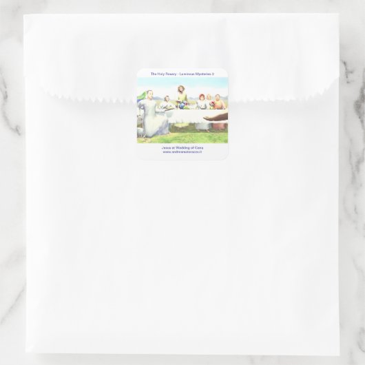 Jesus bei der Hochzeit von Cana Quadratischer Aufkleber (Tasche)