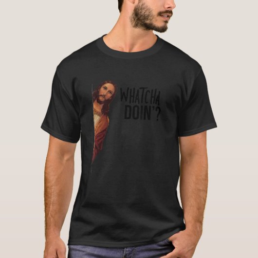 Jesus beobachtet das Funny Meme T-Shirt (Vorderseite)