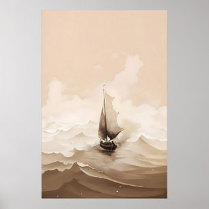 Jesus beruhigt den Sturm Aquarell Bibel Wunder Poster