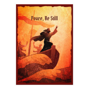 Jesus beruhigt den Sturm Bibel Verse Poster