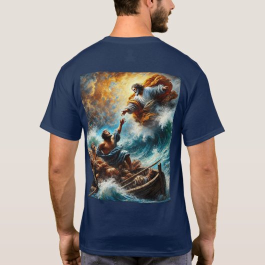 Jesus beruhigt den Sturm - Der Glaube Inspiriert T T-Shirt (Rückseite)