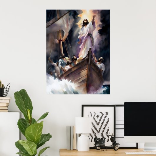 Jesus beruhigt den Sturm Poster (Heimbüro)