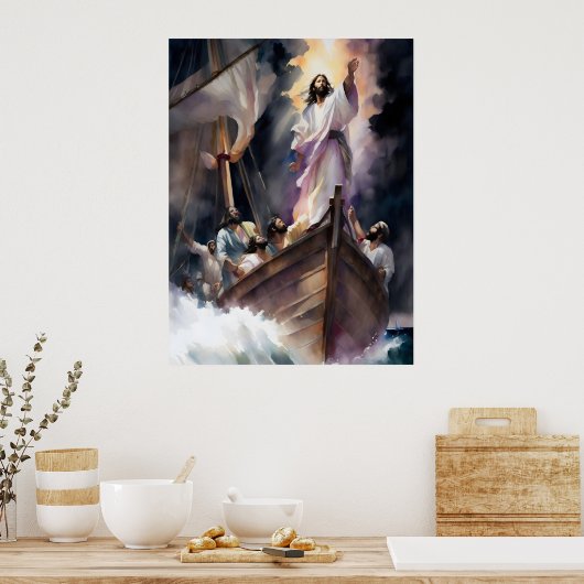 Jesus beruhigt den Sturm Poster (Küche)