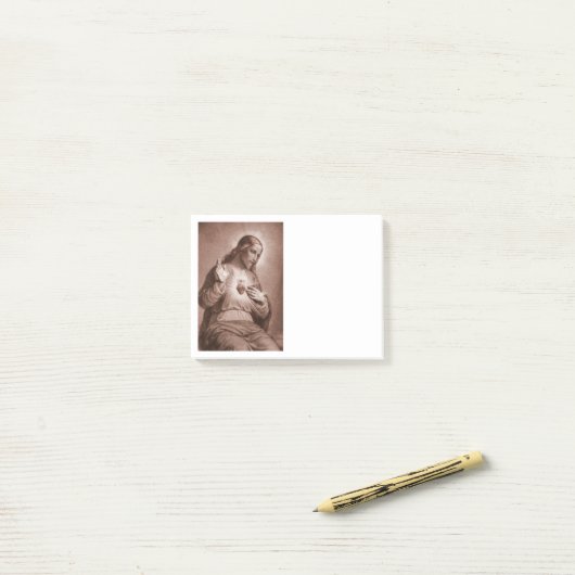 Jesus berührt sein Herz Post-it Klebezettel (Auf Schreibtisch)