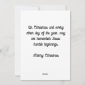 Jesus' bescheidene Anfänge Feiertagskarte (Rückseite)