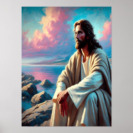 Jesus Besiedlung neben der majestätischen Küste Poster (Vorne)