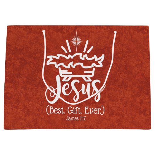 JESUS BEST GIFT EVENT Christmas Scripture Red Große Geschenktüte (Vorderseite)