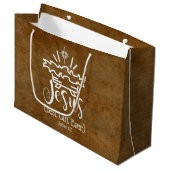 JESUS BEST GIFT EVENT Weihnachtsschrift Bronze Große Geschenktüte (Vorderseite Schrägansicht)