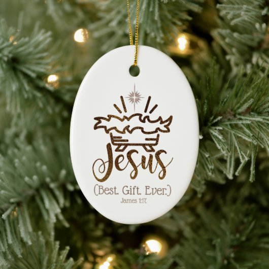 JESUS BEST GIFT EVER Krippe Star Weihnachten Keramik Ornament (Baum)
