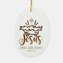 JESUS BEST GIFT EVER Krippe Star Weihnachten Keramik Ornament