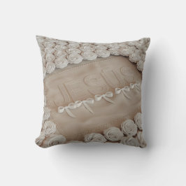 JESÚS besticktes Kissen - 3D-Render Beige