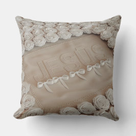 JESÚS besticktes Kissen - 3D-Render Beige