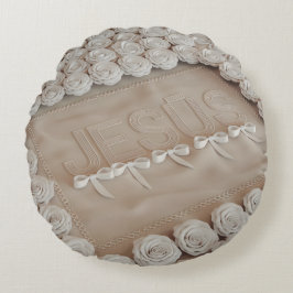JESÚS besticktes Kissen - 3D-Render Beige