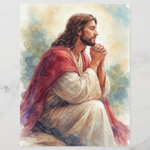 Jesus betend Wasserfarben Kunst Christlicher Gla Flyer