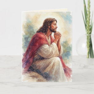 Jesus betend Wasserfarben Kunst Christlicher Gla Karte
