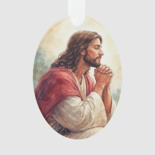 Jesus betend Wasserfarben Kunst   Christlicher Gla Ornament