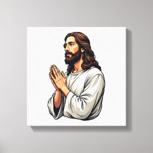 Jesus betende Hände Vintage-Stich-T-Shirt Leinwanddruck