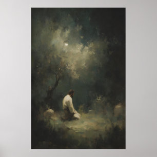 Jesus betet im Garten Gethsemane, christliche Wand Poster