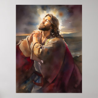 Jesus betet im Park Poster