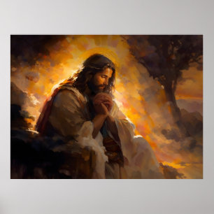 Jesus betet in Gethsemane Garden Poster