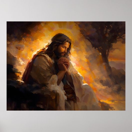 Jesus betet in Gethsemane Garden Poster (Vorne)