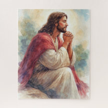 Jesus betet Wasserfarben-Kunst | Christlicher Glau