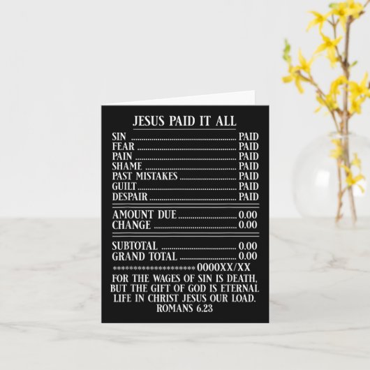 Jesus bezahlte es alles empfangen Christliche Bibe Karte (Gelbe Blume)