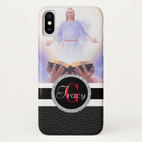 Jesus Bibel gehalten mit der Hand und Strahlen des