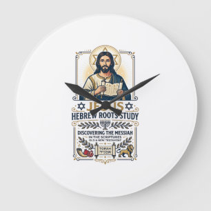 Jesus Bibel Sprachen Hebräisch Griechisch Nerd-Shi Große Wanduhr