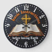 Jesus Bible Basic Instructions Große Wanduhr (Vorderseite)