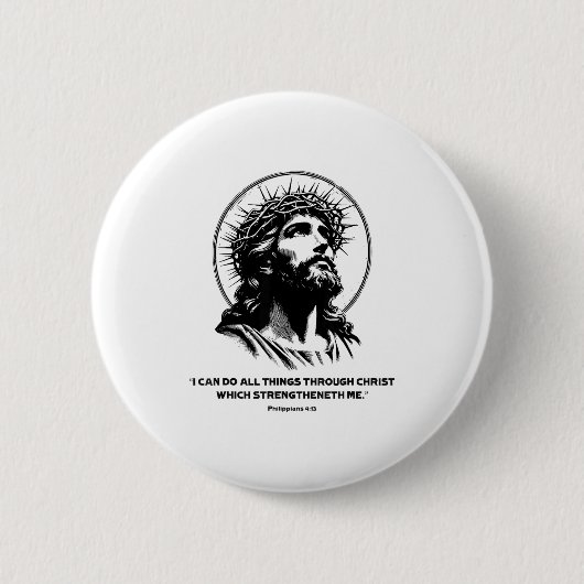 Jesus, Bible Verse Philipans 4_13 Christian God  Button (Vorderseite)