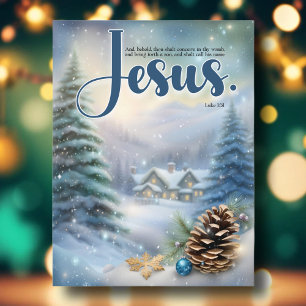 Jesus Bible Verse Rustikale Wälder Pinien Weihnach Feiertagspostkarte
