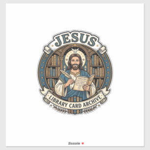 Jesus Bibliothekskartenarchiv Jesus Bibliothekskar Aufkleber