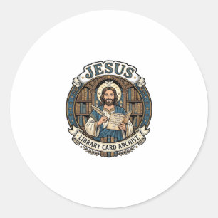Jesus Bibliothekskartenarchiv Jesus Bibliothekskar Runder Aufkleber