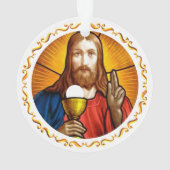Jesus-Bild mit goldenem Rahmen Ornament (Rückseite)