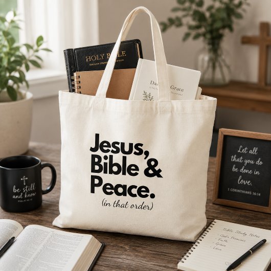Jesus, Biologie und Frieden Christlich Tragetasche