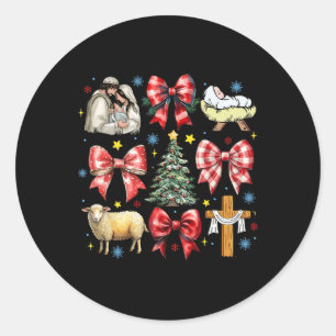 Jesus Birth Weihnachtscoquette Bow Krippe Szene Runder Aufkleber