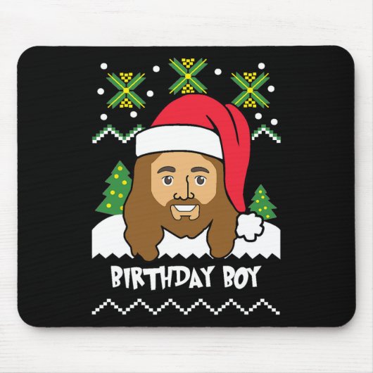 Jesus Birthday Boy Ugly Christmas Style Mousepad (Vorne)
