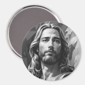 Jesus Black and White Magnet (Vorderseite/Rückseite)