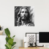 Jesus Black and White Poster (Heimbüro)