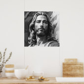 Jesus Black and White Poster (Küche)