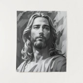 Jesus Black and White Tapestry Wandteppich (Vorderseite)