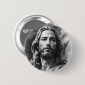 Jesus Black und White Button (Vorne & Hinten)