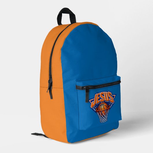 JESUS - Blau und Orange Bedruckter Rucksack (Rückseitige Ecke links)