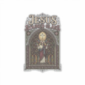 Jesus Bleiglas Jesus Bleiglas Kathedrale Aufkleber (Vorderseite)