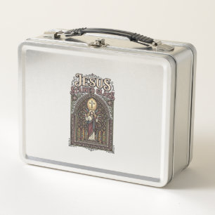 Jesus Bleiglas Jesus Bleiglas Kathedrale  Metall Brotdose