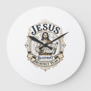 Jesus Blueprint Architekt Plan Jesus Blueprint Arc Große Wanduhr