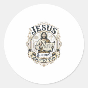 Jesus Blueprint Architekt Plan Jesus Blueprint Arc Runder Aufkleber